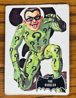 RIDDLER CARD 1966 TOPPS BATMAN SINISTER SMILE #36 Black Bat 1960s DC | eBay