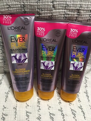 3* L'Oréal Ever Pure Sulfate Free Iris Blonde 2 Shampoo & 1 Conditioner  11.5 Oz