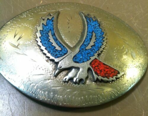 Vintage Southwestern Buffalo Nickel Deer Turquoise Coral 
