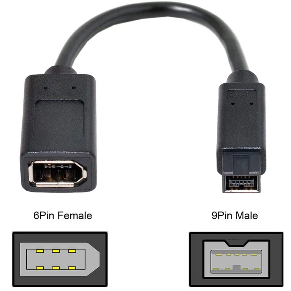 IEEE 1394 Cable 1394 6Pin Female to 1394b 9 Pin Male Firewire 400 to 800 Adapter - Image 4 of 4