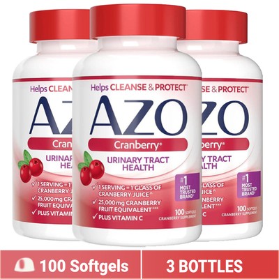 3X AZO Cranberry Urinary Tract Health Dietary Supplement - 100 Softgels