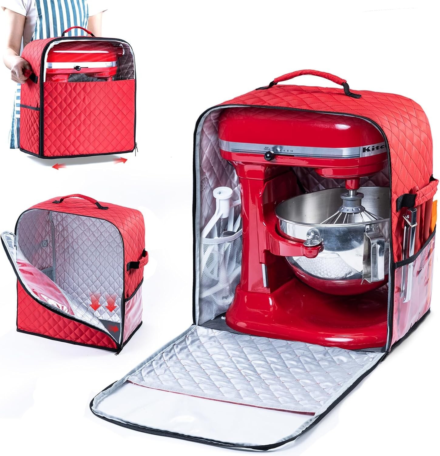 KitchenAid Mixer Cover with Sliders Base for 6 7 8 QT Stand Mixers-image