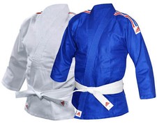 Adidas J250 Tuta Judo Bambini 9oz Bambini Gi Bianco o Blu Uniforme e Cintura 250g