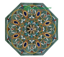 24'' Green Marble Table Top Coffee Center Inlay Lapis Mosaic Home Decor octagon