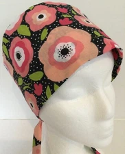 Floral Polka Dot Lined Medical Scrub Cap Surgery Chef Dental Chemotherapy Hat
