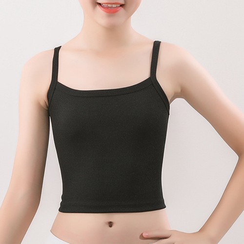 Kids Girls Spaghetti Straps Crop Top Ribbed Camisole Undershirt Dance Swimming - Picture 16 of 65