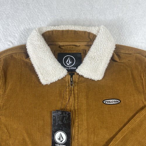 Volcom Halecrest Jacket Corduroy Sherpa Collar Men's Medium Trucker Zip Up NEW - Picture 2 of 5