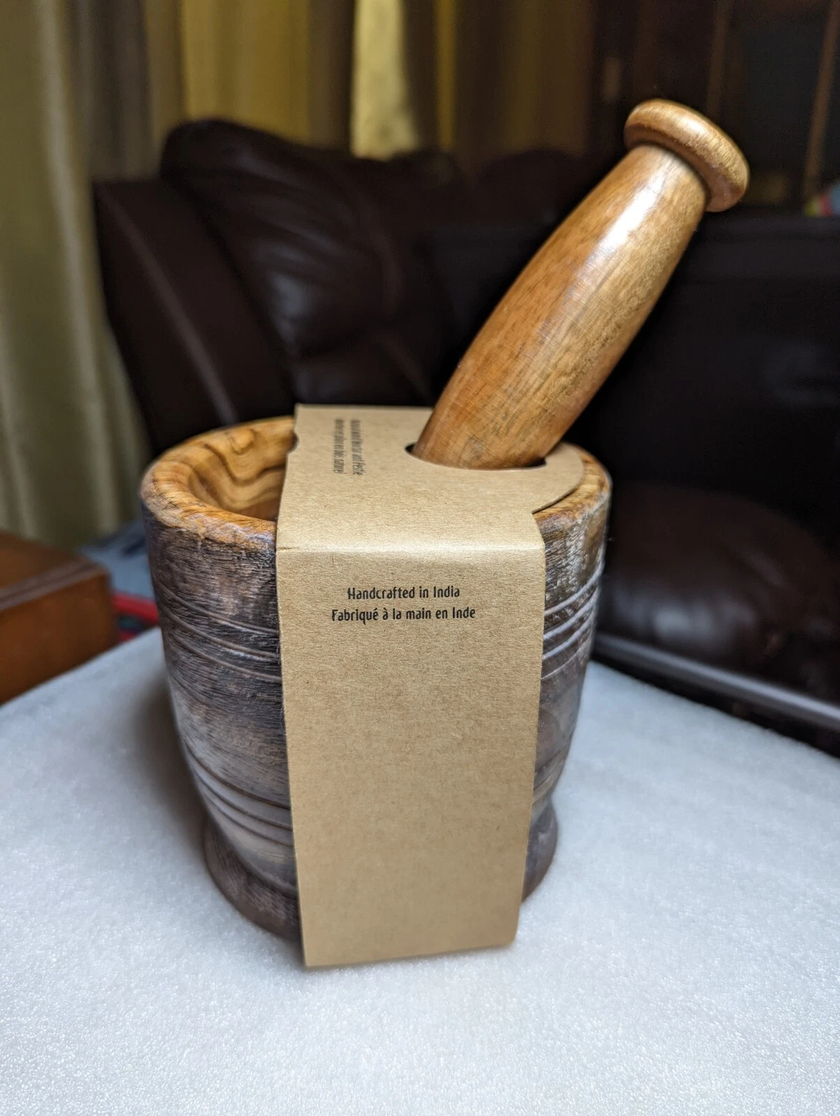 Wooden Mortar and Pestle Set Natural Spice & Herb Crusher Grinder Handmade India
Opens in a new wind