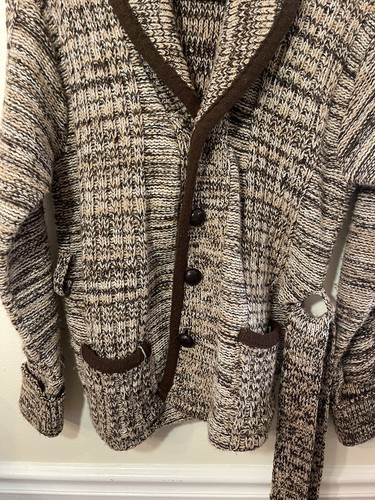 Vintage Women’s Desert Lebowski Cardigan Brown M Acrylic Grandpa Hipster - Picture 3 of 4
