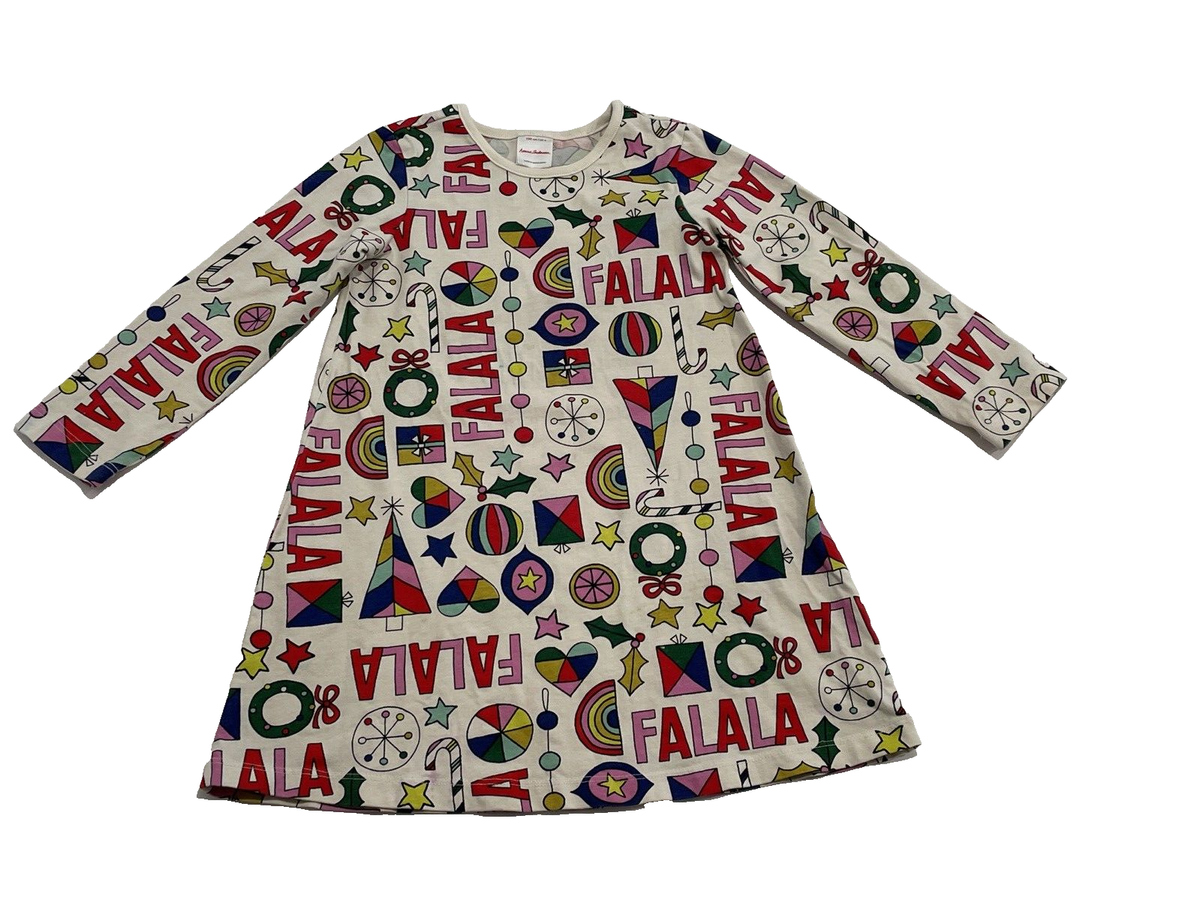 hanna andersson christmas dresses Hanna Andersson 100 cm US 4 Long Sleeve Dress Christmas FA LA LA Candy Cane