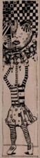Whimsical Lady Holding up Head 1 1/2 x 5 1/2" Rubber Stamp, People Stamp, Woman