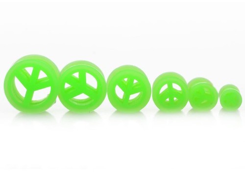 Pair Soft PEACE Silicone Ear Tunnels Plugs Gauges Earskin Earlets 2g - 5/8" - Picture 5 of 10