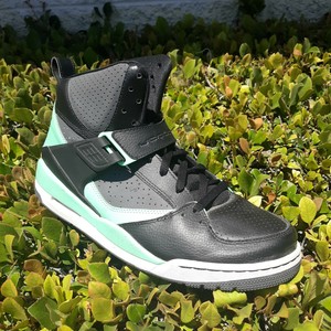 grey and mint green jordans