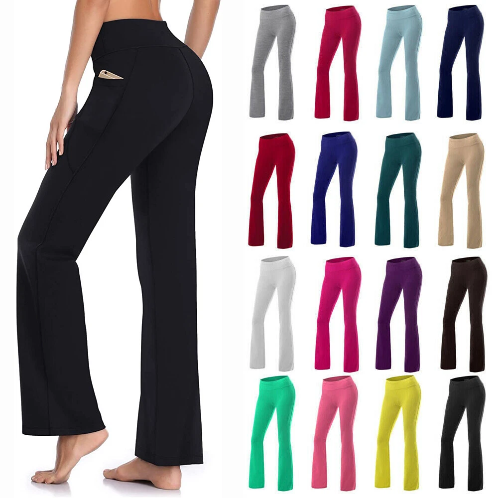 Petite Yoga Pants for Women Petite Length Women's Stretch Yoga Leggings  Fitness Running Gym Sports Pockets Active Pants Womens Fashion Pocket Yoga