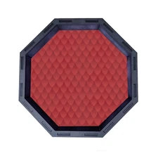 Red Dragonscale Octagon Wooden Dice Tray, Rolling Tray, D&D Tabletop Board Games