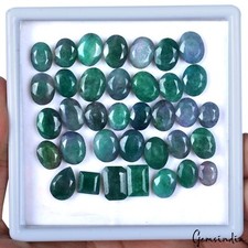 36 Pcs Natural Emerald 9mm-13mm Green Blue Mix Cut Loose Jewelry Gemstones Lot