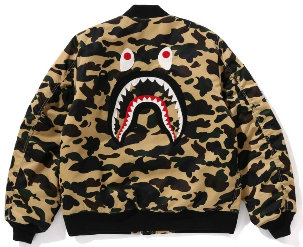 A BATHING APE MA-1ジャケット XL BAPE SHARK MA-1 bomber jacket 1st camo green A Bathing Ape