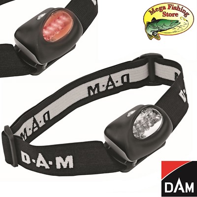 DAM 2in1 Kopflampe  - LED & Rotlicht Kopf Lampe - Angel Stirnlampe mit Rot Licht
