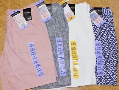 ELLEN REYES LADIES ORIGINAL BELTED 100% LINEN SHORTS COLOURS