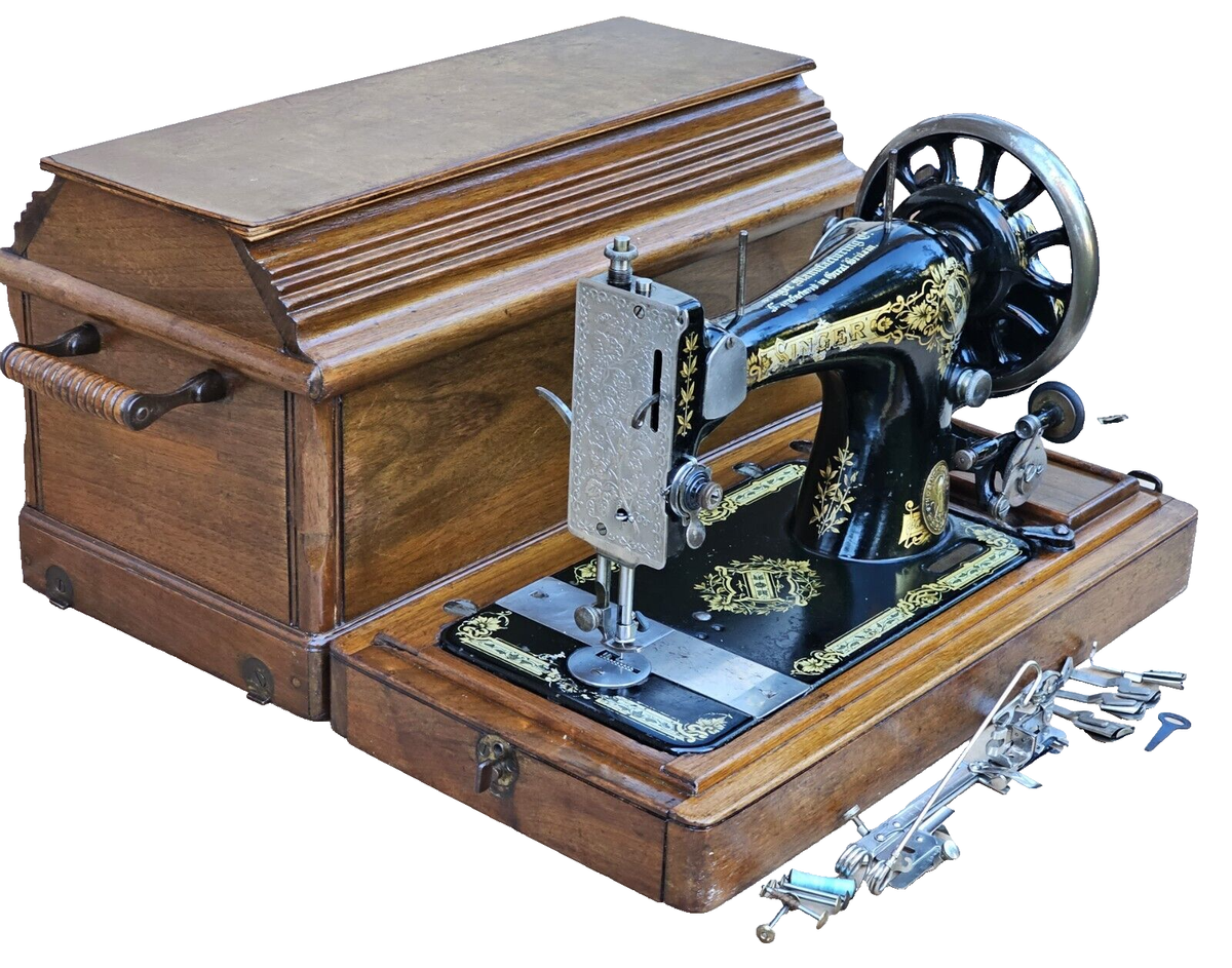 Singer 28, 28K Hand crank Vintage Sewing machine with Case | eBay