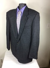 Perry Ellis Portfolio Wool 2Btn Sport Coat Soft Tweed Blue 44R Made In U.S.A