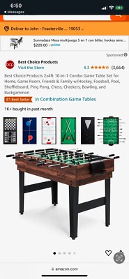 Best Choice Products 2X4Ft 10-In-1 Combo Game Table Set for Home, Game Room