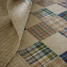 BEAUTIFUL BLUE TAN BROWN GREEN RED BEIGE BEDSPREAD COZY CABIN PLAID COTTON QUILT