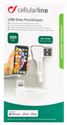 Cellularline Ladekabel gewinkelt 2m Daten Kabel Apple iPhone 8 SE X XS XR 334