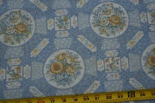 By 1/2 Yd, Vintage, Calico & Floral on Dusty-Blue Quilt Cotton, Peter Pan, B1276