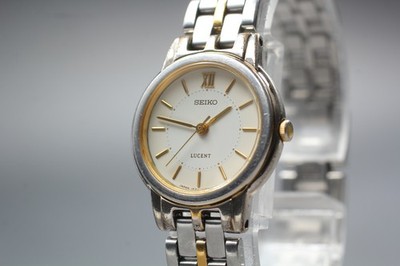 Vintage 1990 [N NEUWERTIG] SEIKO LUCENT 1F21-0K70 Roman 23mm Quarz Damenuhr J...