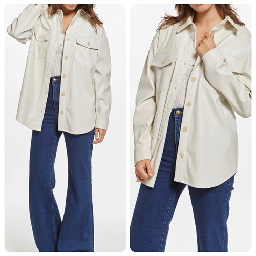 Thread & Supply Burton Jacket Sz M Ivory Faux Leather Classic Capsule Staple