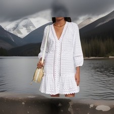 Veronica Beard size S Daeja mini Sexy dress in white 100% cotton