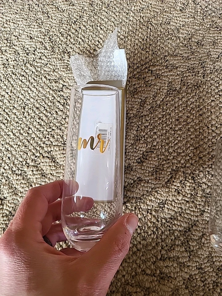 Juego de copas de champán Lillian Rose Mr & Mrs, 2 unidades (paquete de 1), transparente Foto 4 de 4