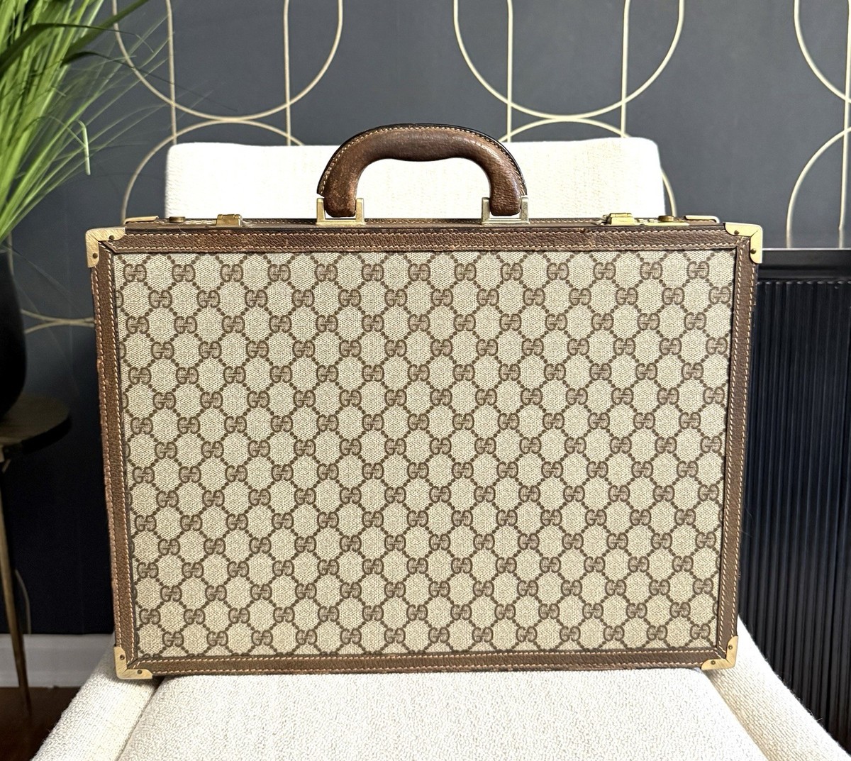 GUCCI GG Authentic Supreme Attache Case Small Trunk Vintage Brown