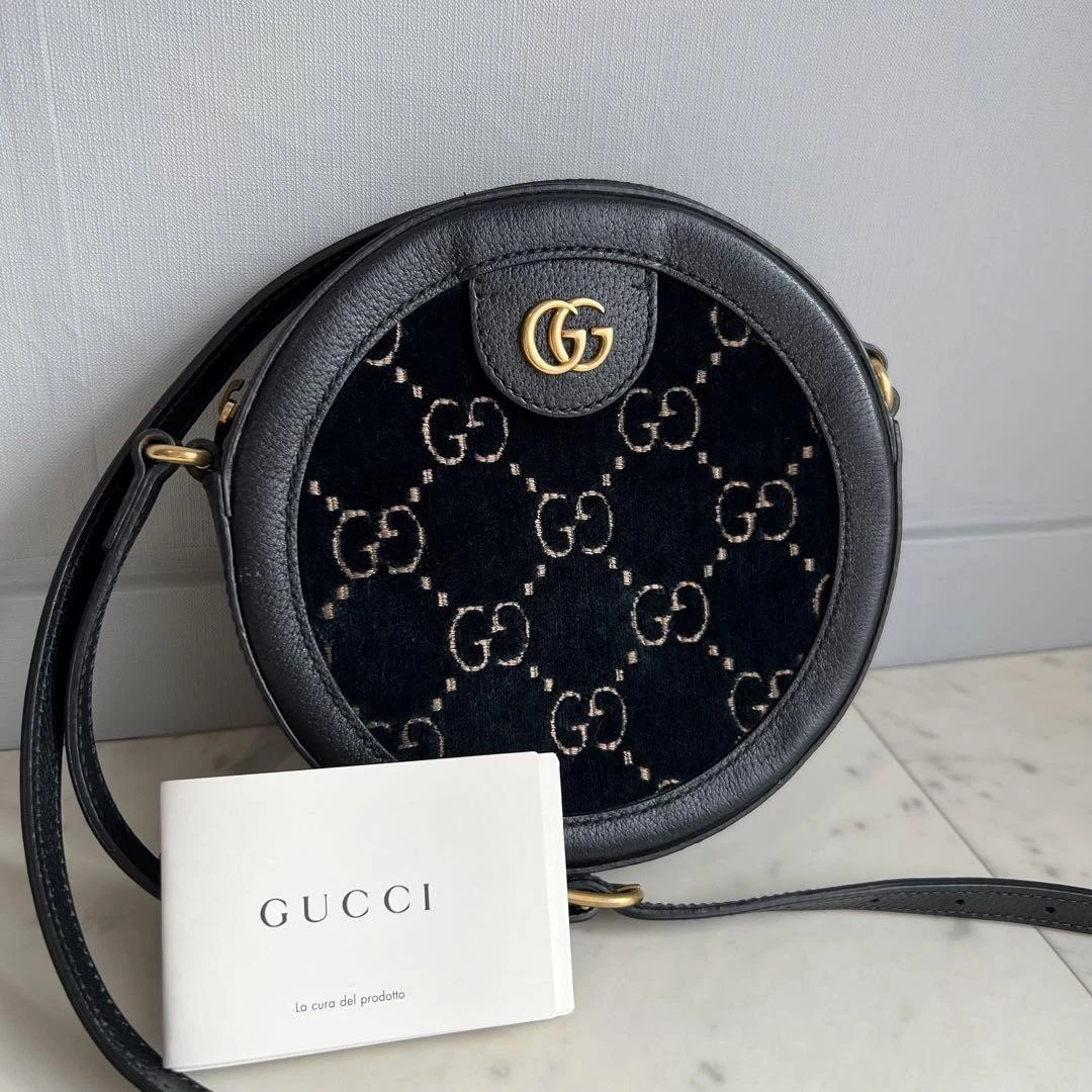 Gucci Gg Sac à Bandoulière Rond Velours Pochette 574978 Luxe Designer Sac à Main