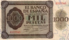 SPAIN 1000 PESETAS 1936  P 103. VF CONDITION. 5RW 16SET