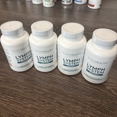 Lot Of 4 New Pure Health Research Lymph System Support 60 Capsules EXP 11/2026
