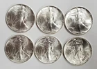 First Year Issue 1986 American BLAST WHITE Silver Eagle Dollar 1oz. UNC LOT OF 6