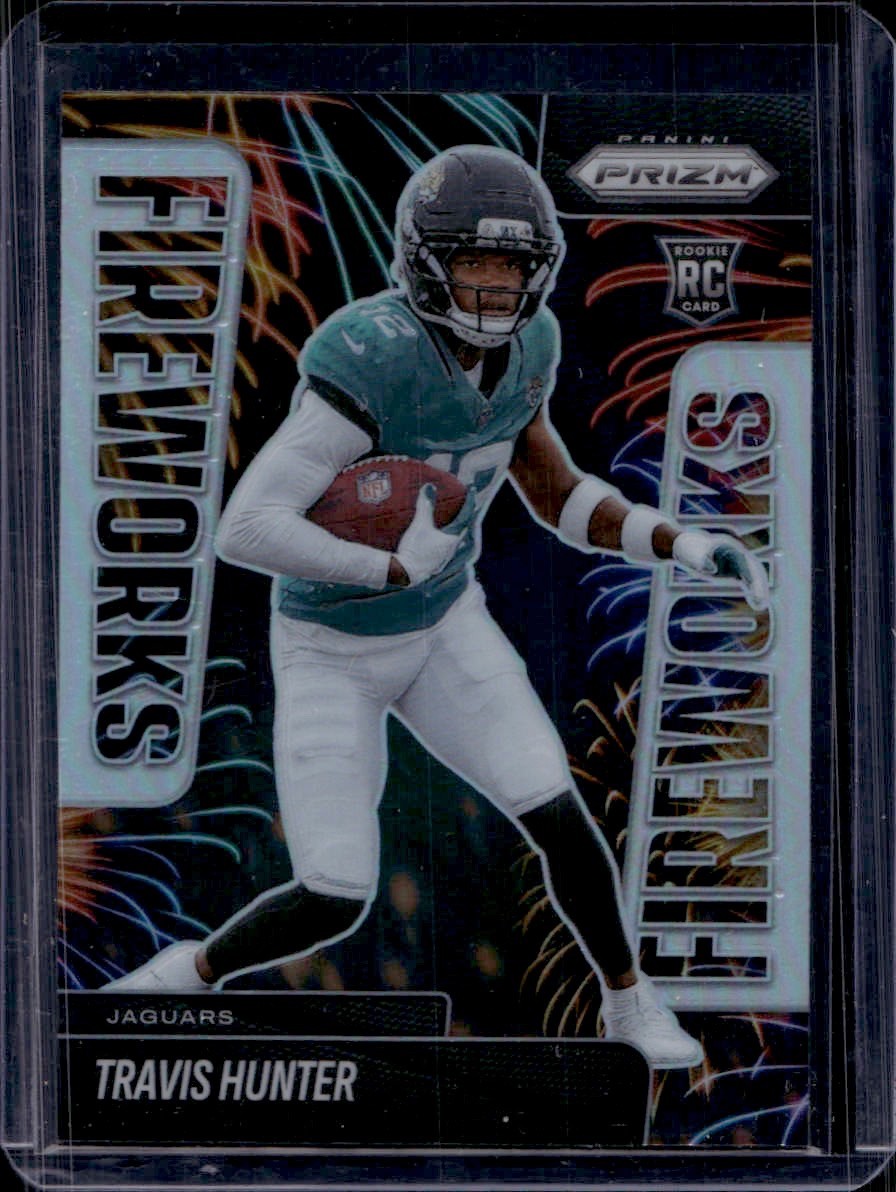 2025 Panini Prizm- Fireworks- Silver Prizm- Travis Hunter #13 (RC)