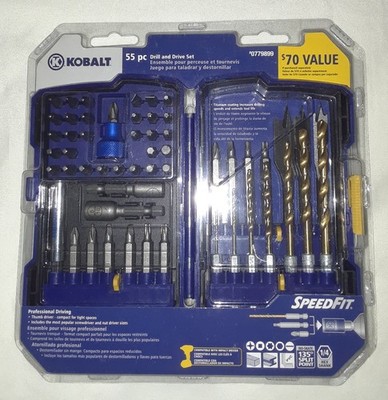 New Kobalt 55-pc DRILL / DRIVE SET. SppedFit Pro. Item #0779899, Model # 89916