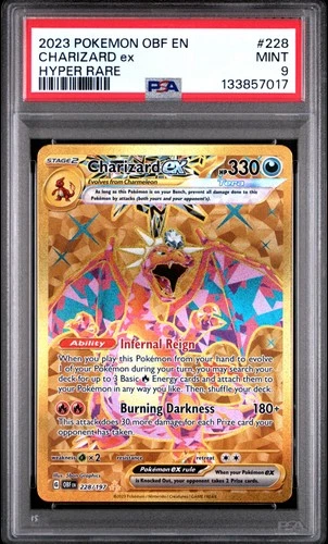 2023 POKEMON OBF EN-OBSIDIAN FLAMES CHARIZARD ex #228 HYPER RARE PSA 9