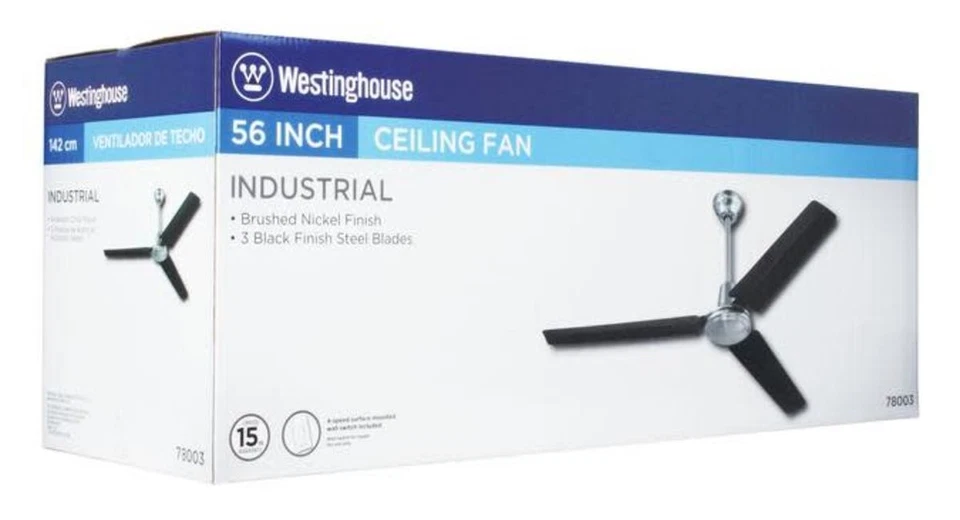 Ventilador de techo interior Westinghouse 7800300 Industrial 56" 3 aspas - Blanco Foto 4 de 4