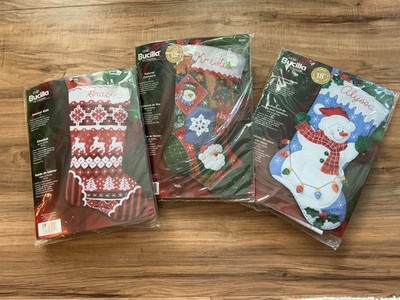 3 Bucilla Christmas Stocking Kits 85101 85104 85325 Felt Sequin New