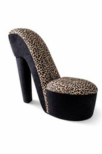 High Heel Chair Y2K | Leopard Print Stiletto Accent Chair | Statement Furniture