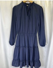 BTFBM Navy blue ruffle midi dress in size MED classy poof 