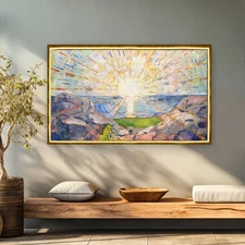 Edvard Munch The Sun framed canvas print, Munch The Sun art print with framing