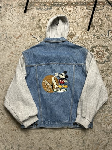 VTG Rare 90’s Mickey Inc Mickey Mouse Denim Hoodie Jacket Size M BRAND NEW