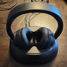Black RF Wireless Over-Ear TV Headphones w/ B...