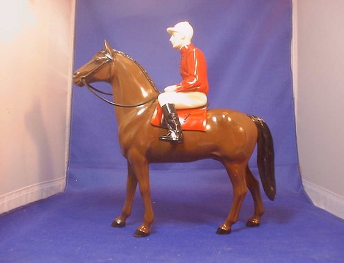 VINTAGE HARTLAND # 811 GLOSSY BAY "TURF KING" HORSE & JOCKEY RIDER MADE IN 1956