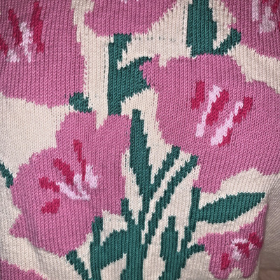 WEEKEND Max Mara Pullover Baumwolle Creme - Blumenstrauß Motiv S/M